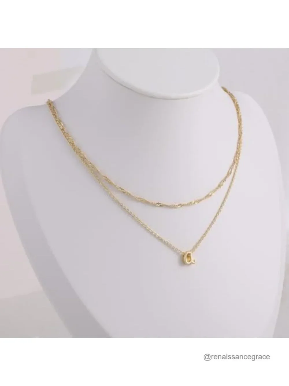 14K Gold Plated Initial Necklace, Personalized A-Z Letter Pendant, Dainty